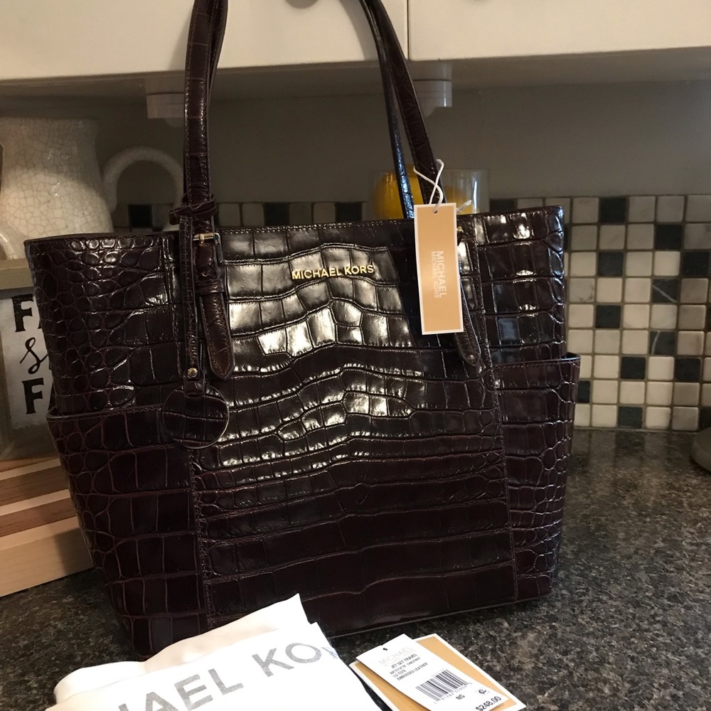 Michael Kors Damson Croc embossed tote